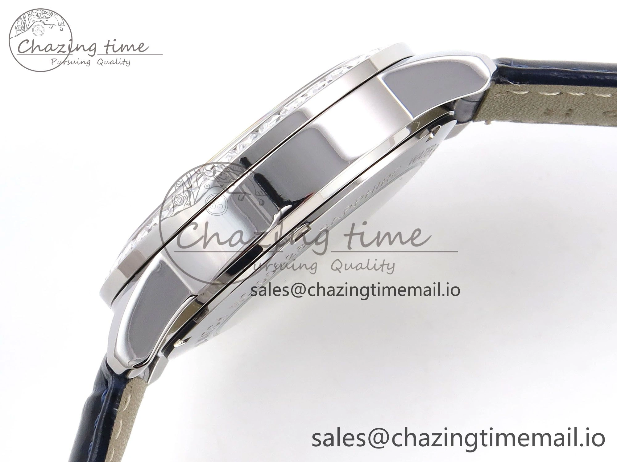 PP Tourbillon SS Diamonds Bezel RMSF Edition Black Starry Dial on Blue Leather Strap