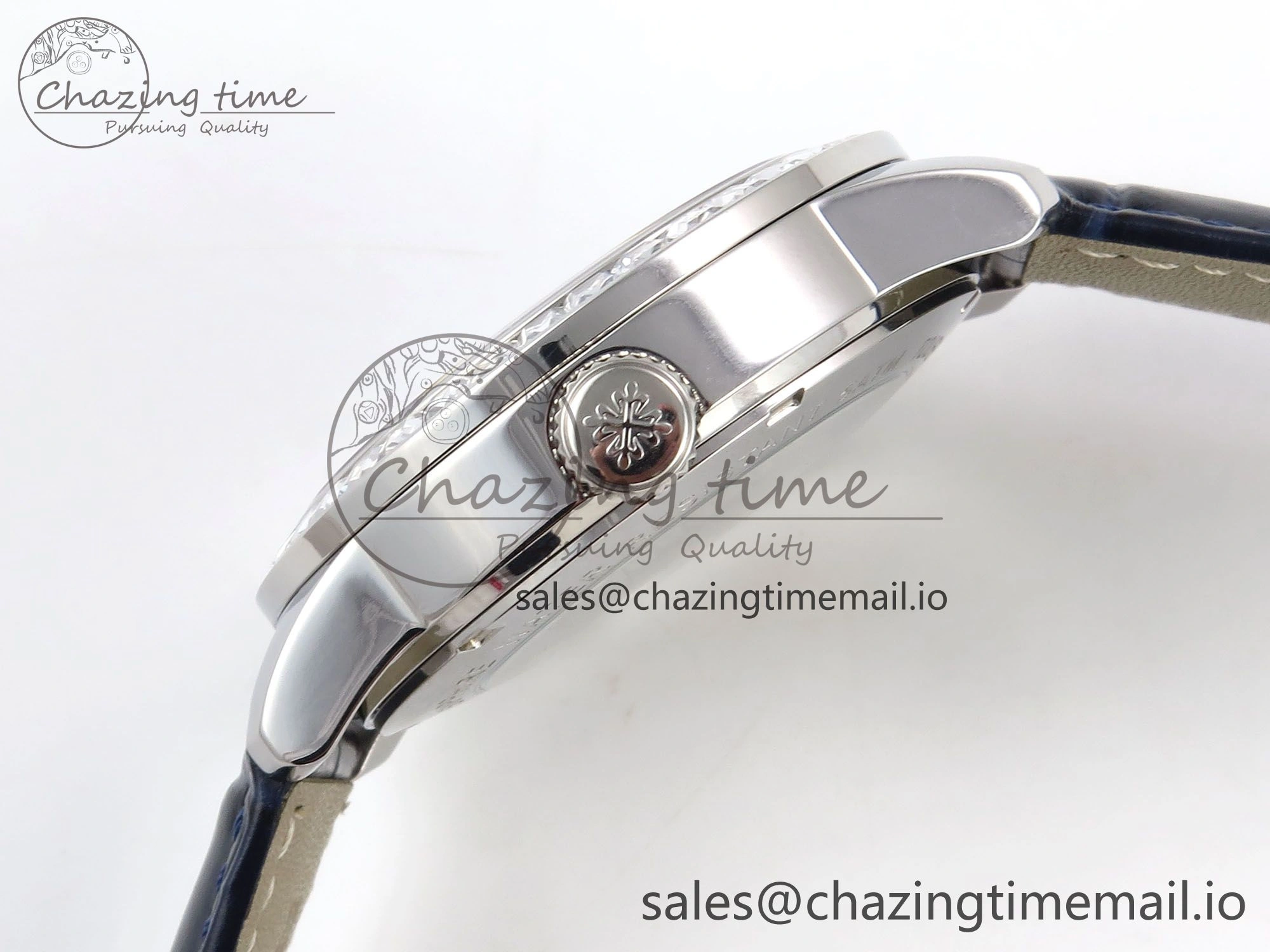 PP Tourbillon SS Diamonds Bezel RMSF Edition Black Starry Dial on Blue Leather Strap