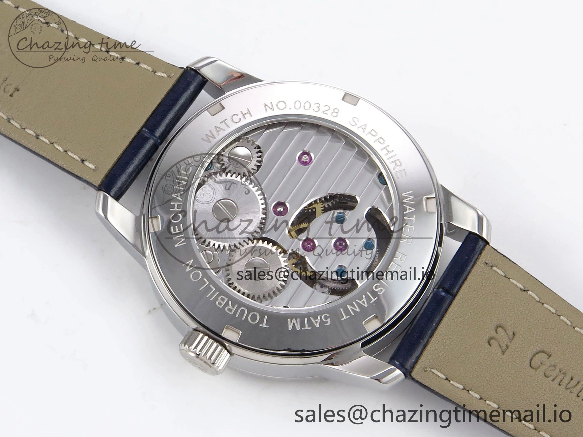 PP Tourbillon SS Diamonds Bezel RMSF Edition Black Starry Dial on Blue Leather Strap