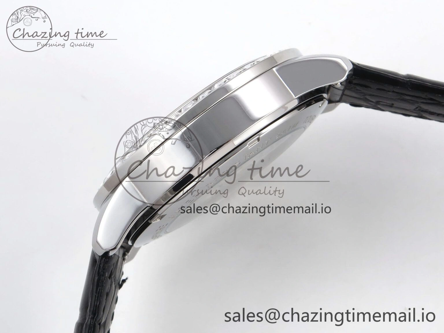 PP Tourbillon SS Diamonds Bezel RMSF Edition White Dial on Black Leather Strap