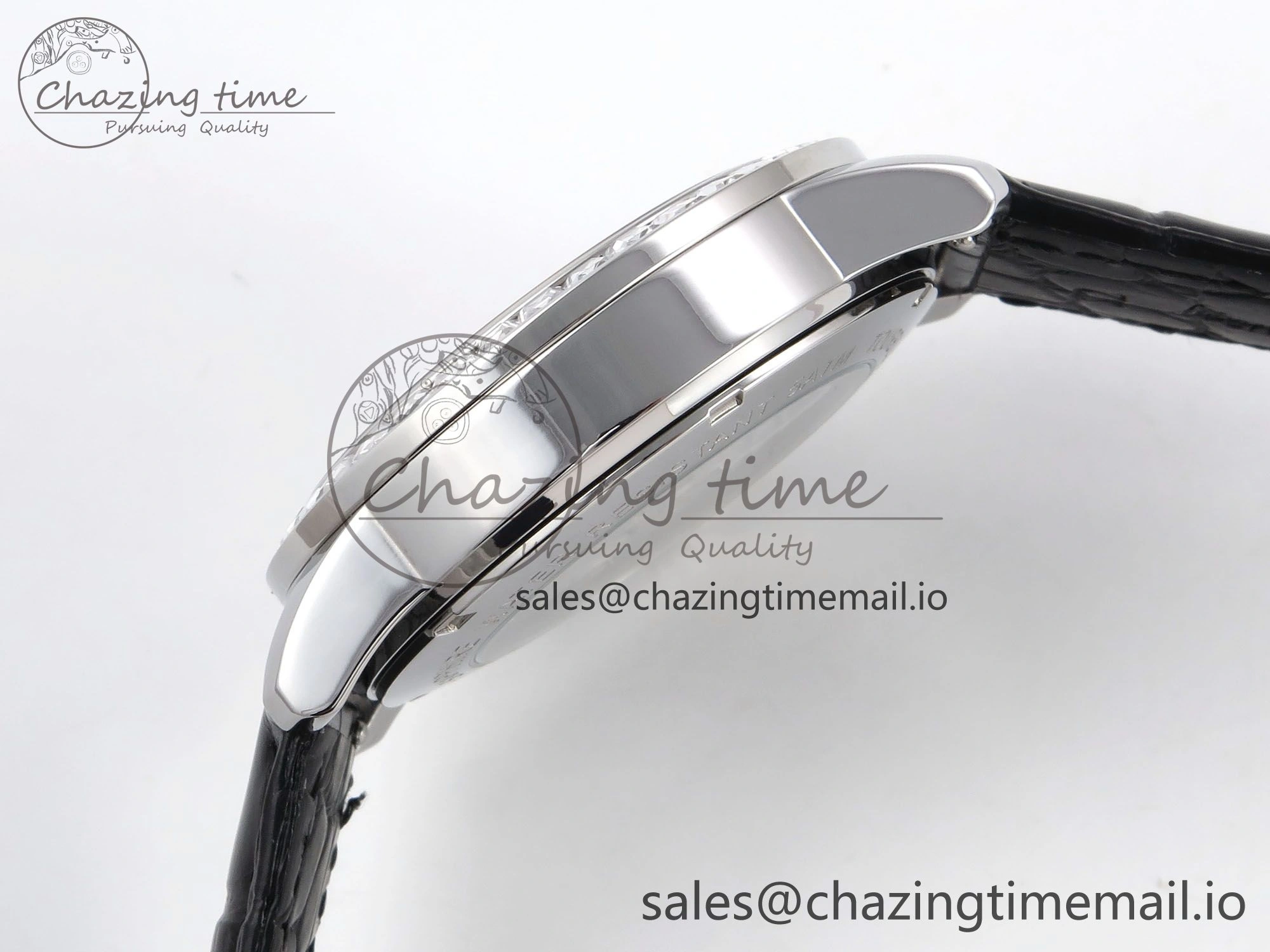 PP Tourbillon SS Diamonds Bezel RMSF Edition White Dial on Black Leather Strap