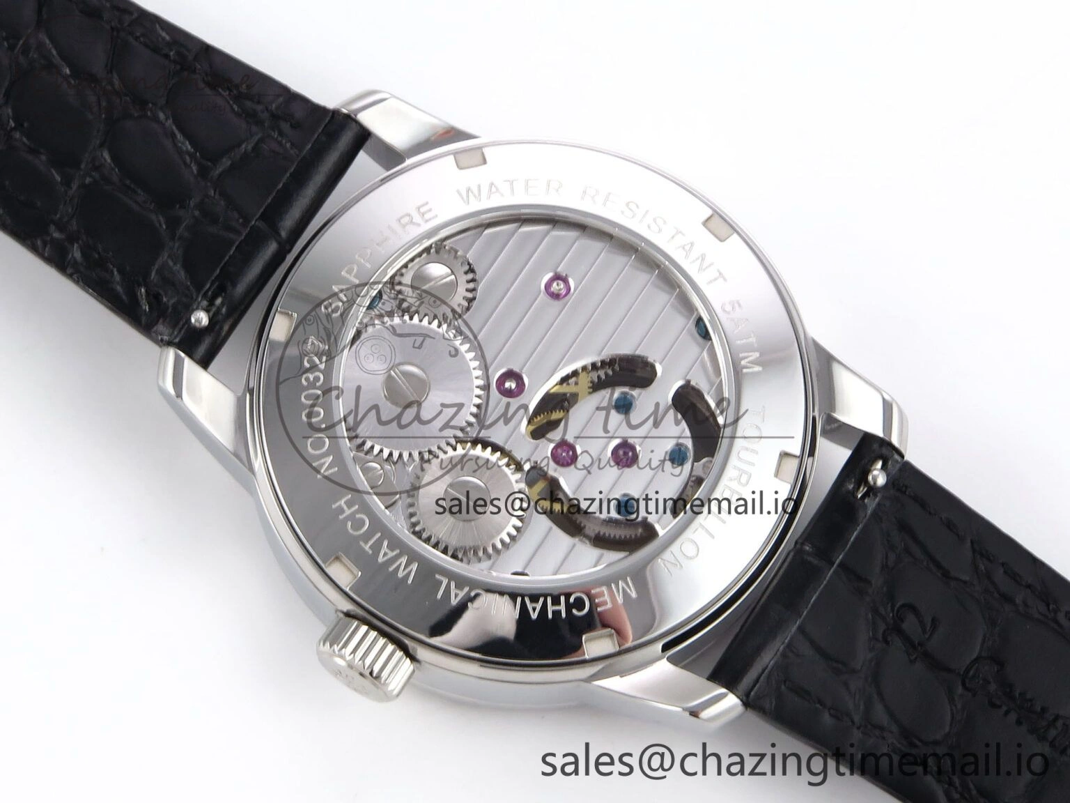 PP Tourbillon SS Diamonds Bezel RMSF Edition White Dial on Black Leather Strap