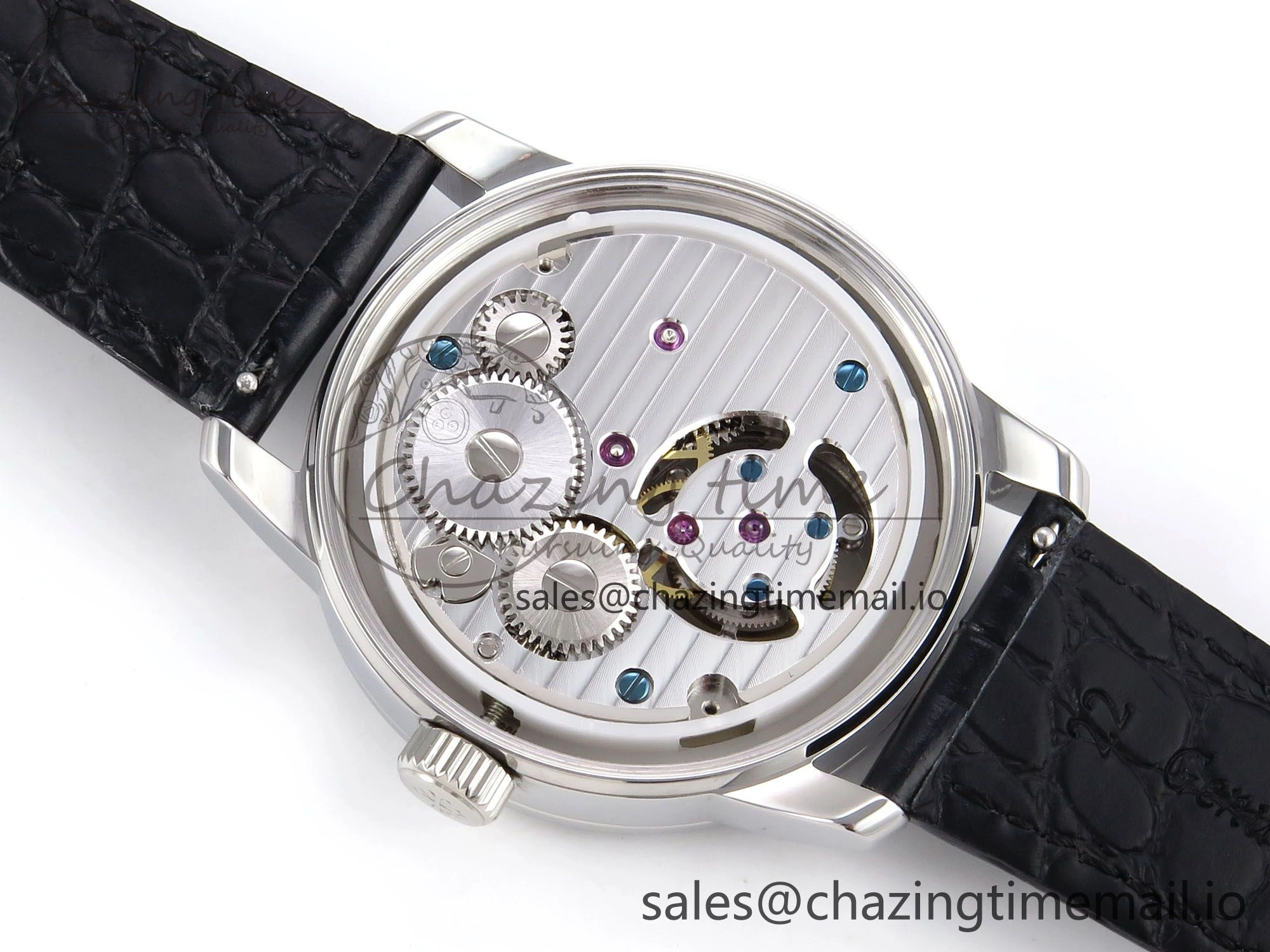 PP Tourbillon SS Diamonds Bezel RMSF Edition White Dial on Black Leather Strap