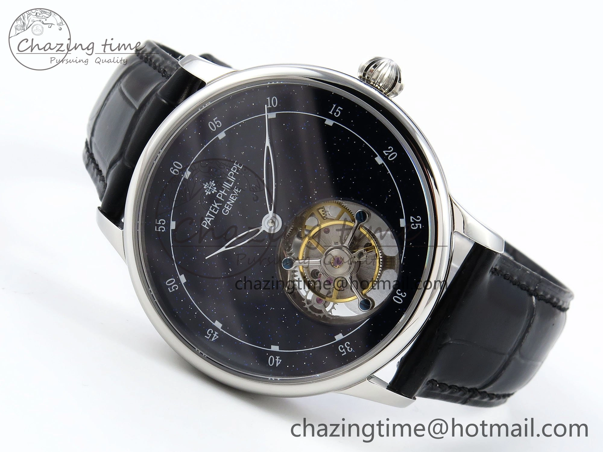 PP Tourbillon SS RMSF Edition Blue Dial on Blue Leather Strap