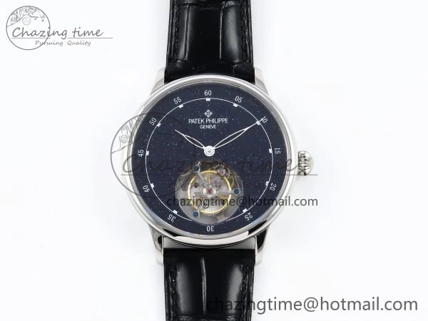 PP Tourbillon SS RMSF Edition Blue Dial on Blue Leather Strap