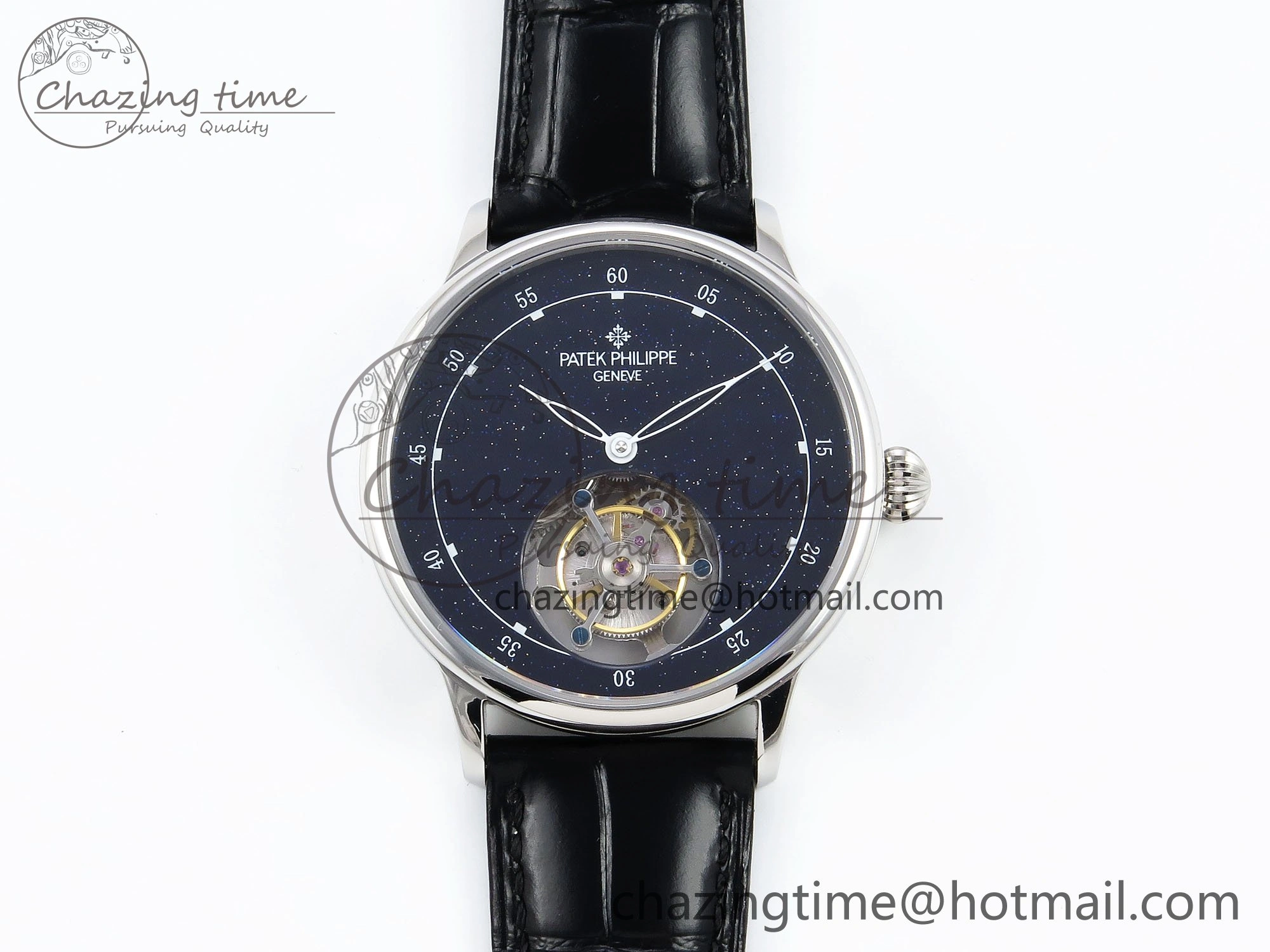 PP Tourbillon SS RMSF Edition Blue Dial on Blue Leather Strap