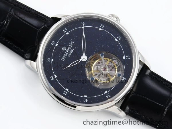 PP Tourbillon SS RMSF Edition Blue Dial on Blue Leather Strap