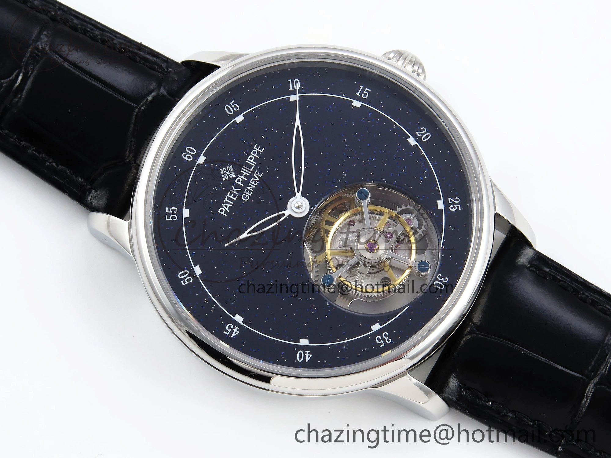 PP Tourbillon SS RMSF Edition Blue Dial on Blue Leather Strap