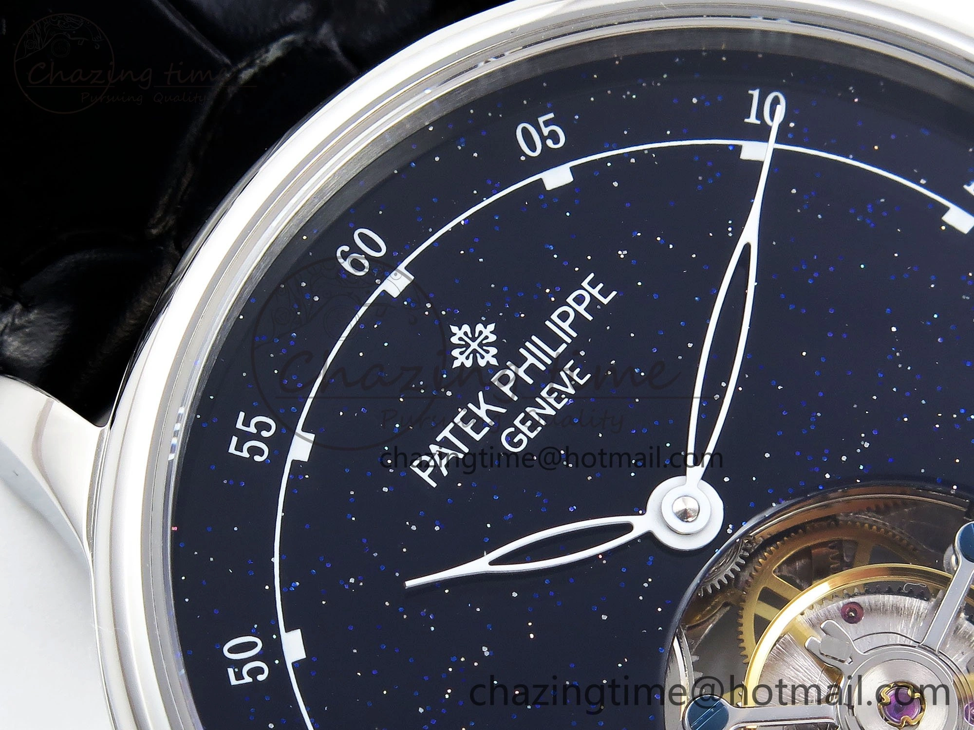 PP Tourbillon SS RMSF Edition Blue Dial on Blue Leather Strap