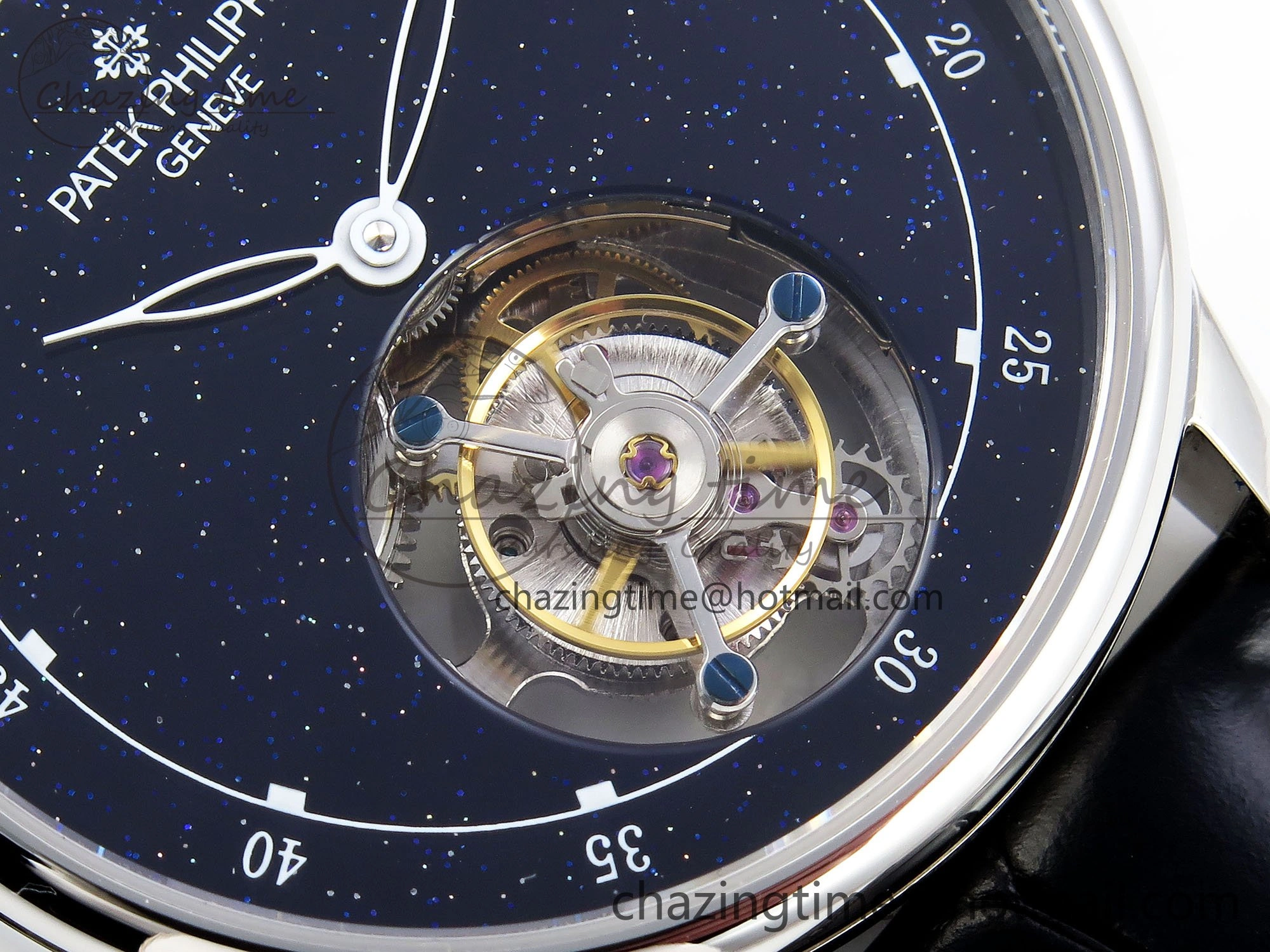 PP Tourbillon SS RMSF Edition Blue Dial on Blue Leather Strap