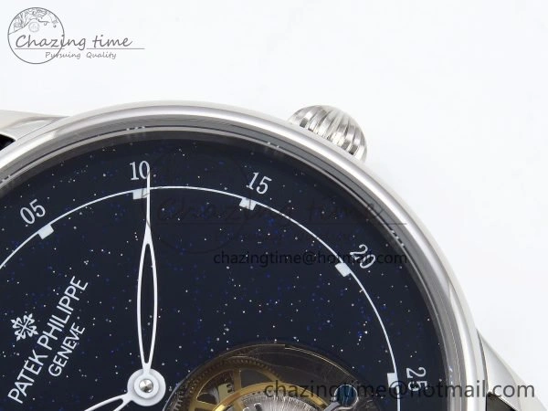 PP Tourbillon SS RMSF Edition Blue Dial on Blue Leather Strap