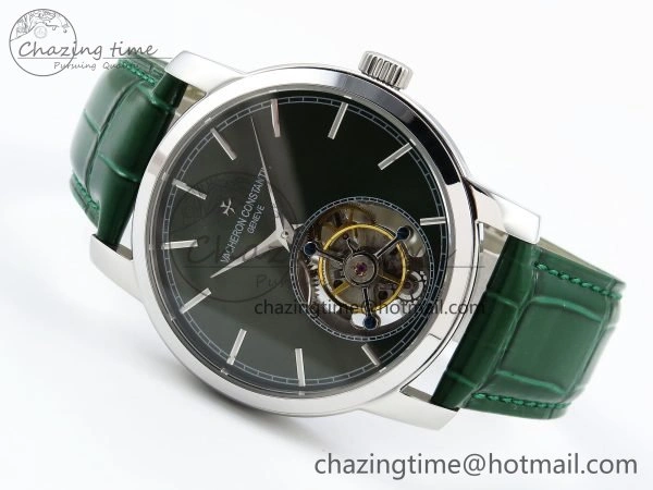 PP Tourbillon SS RMSF Edition Green Dial on Green Leather Strap