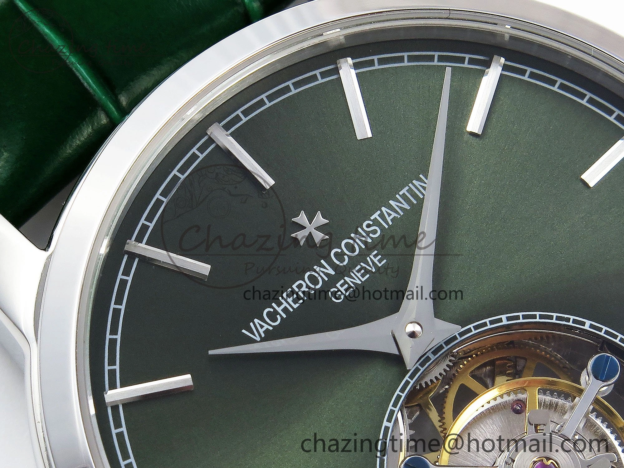 PP Tourbillon SS RMSF Edition Green Dial on Green Leather Strap