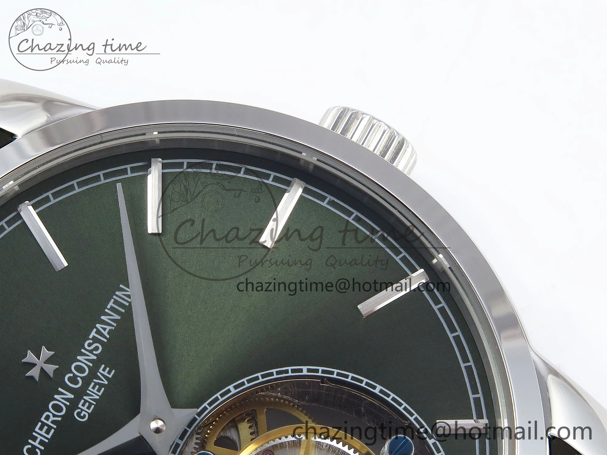 PP Tourbillon SS RMSF Edition Green Dial on Green Leather Strap