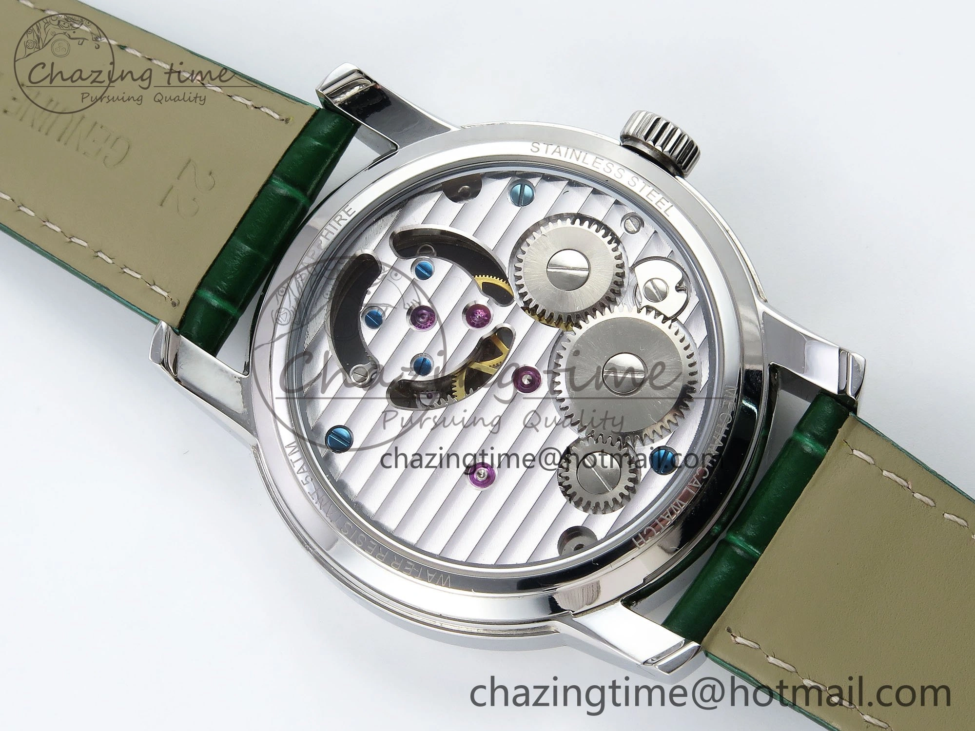 PP Tourbillon SS RMSF Edition Green Dial on Green Leather Strap