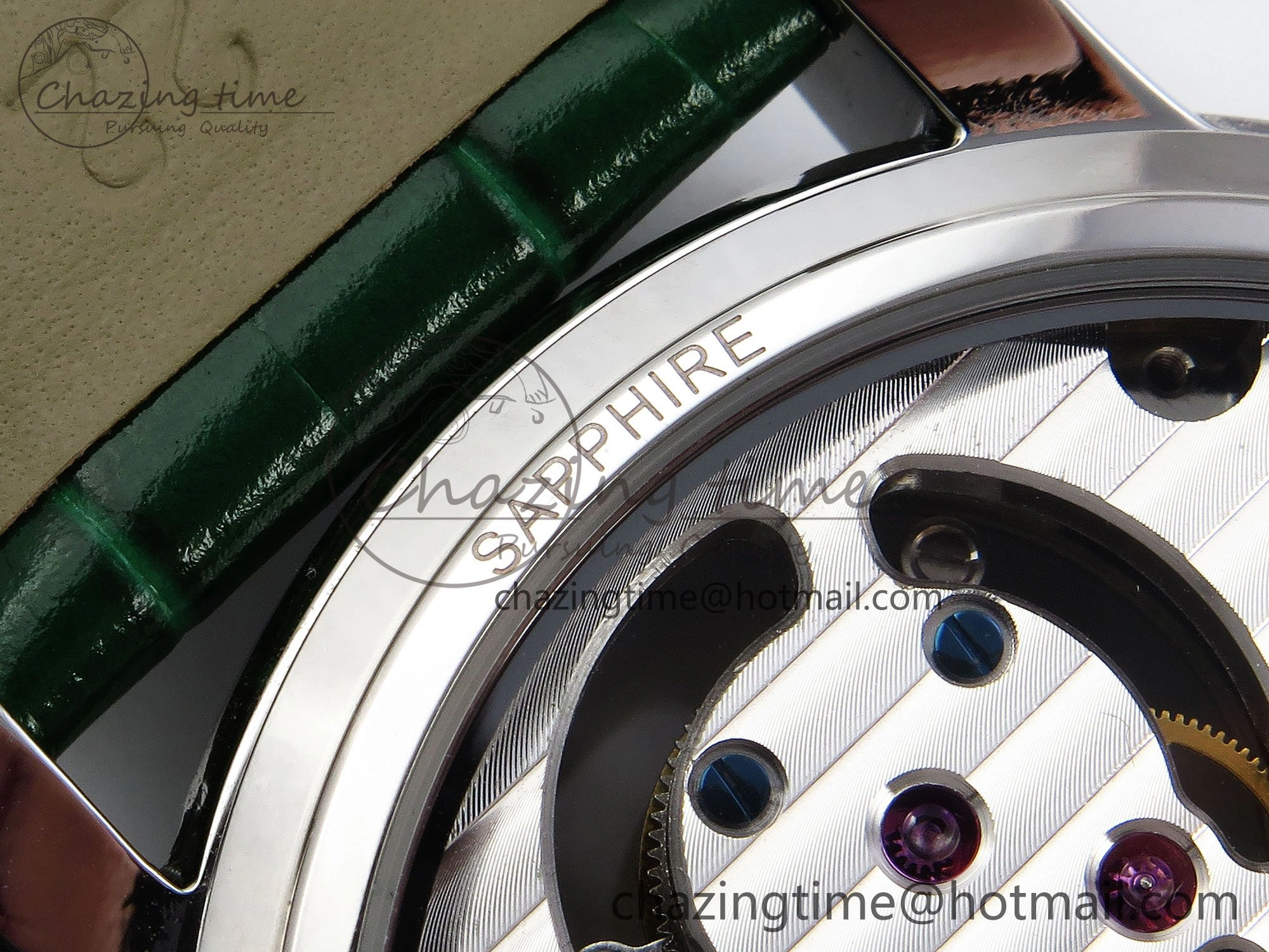 PP Tourbillon SS RMSF Edition Green Dial on Green Leather Strap