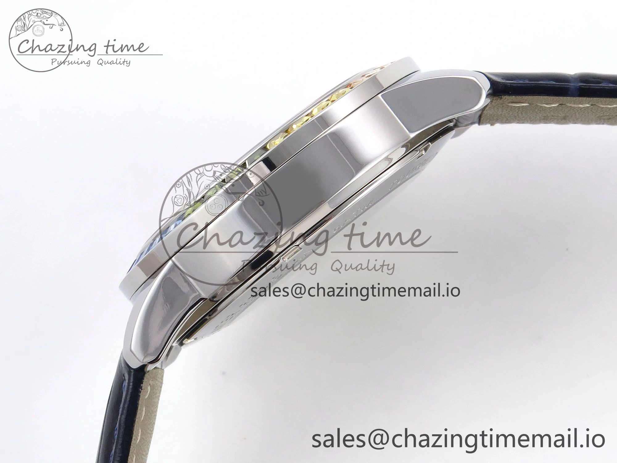 PP Tourbillon SS Rainbow Bezel RMSF Edition Black Starry Dial on Blue Leather Strap