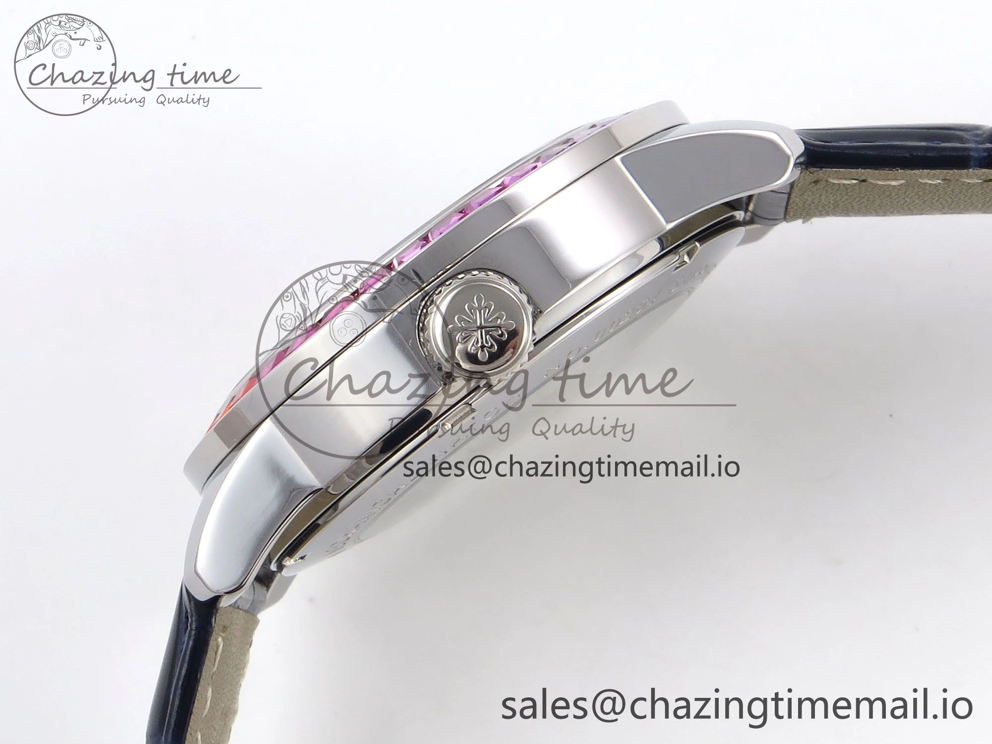 PP Tourbillon SS Rainbow Bezel RMSF Edition Black Starry Dial on Blue Leather Strap