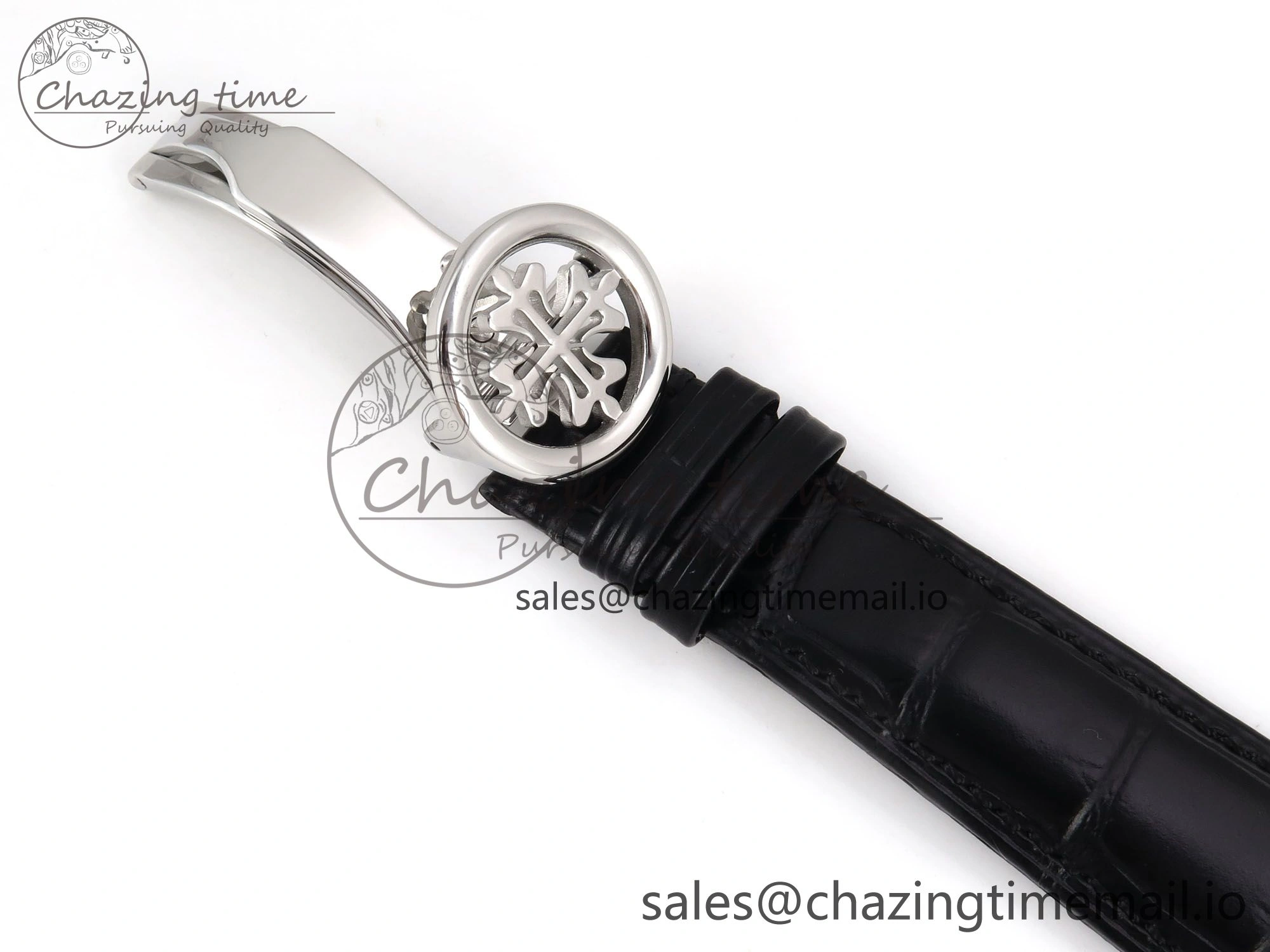 PP Tourbillon SS Rainbow Bezel RMSF Edition White Dial on Black Leather Strap