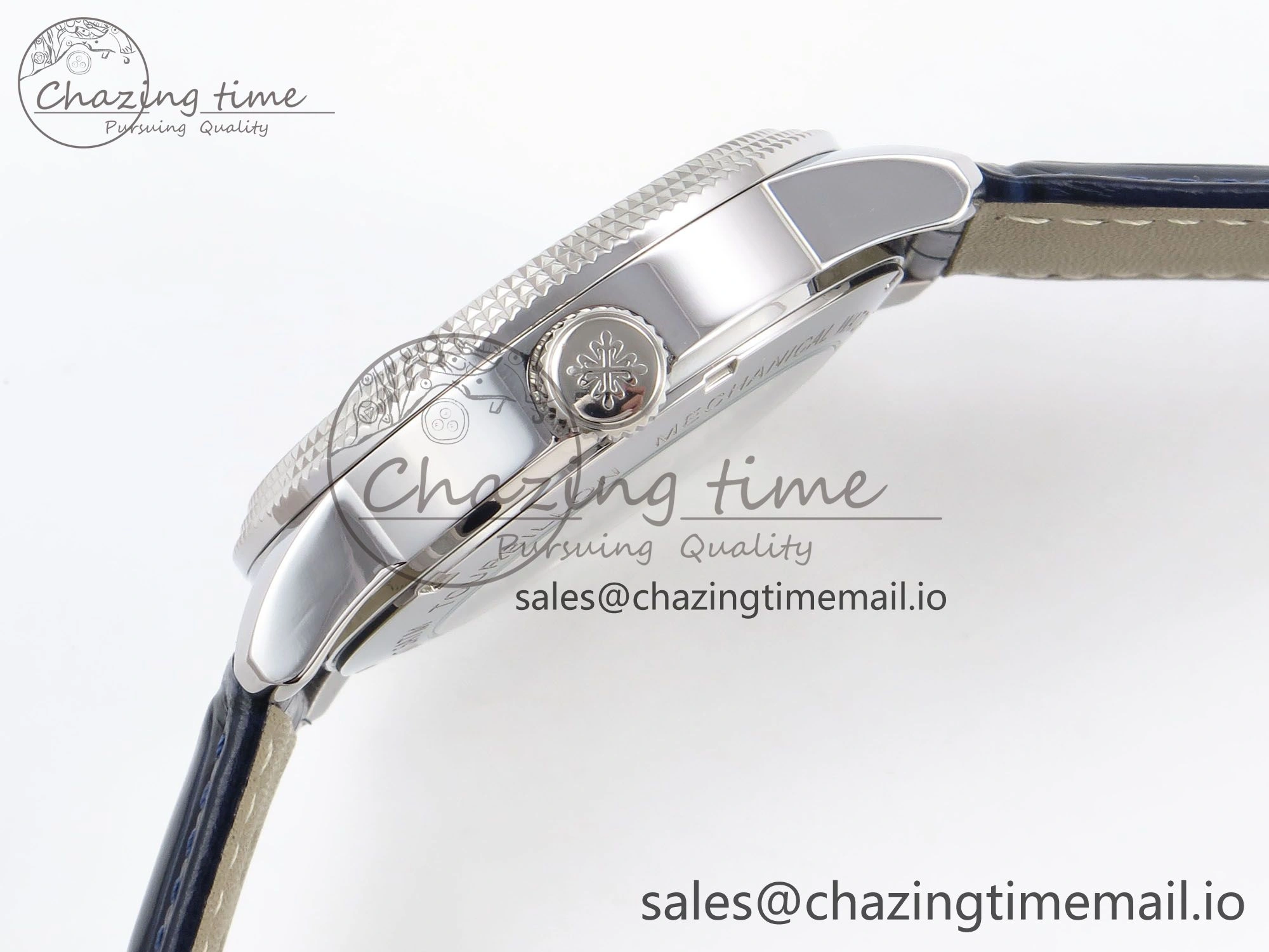 PP Tourbillon SS Texuted Bezel RMSF Edition Black Starry Dial on Blue Leather Strap