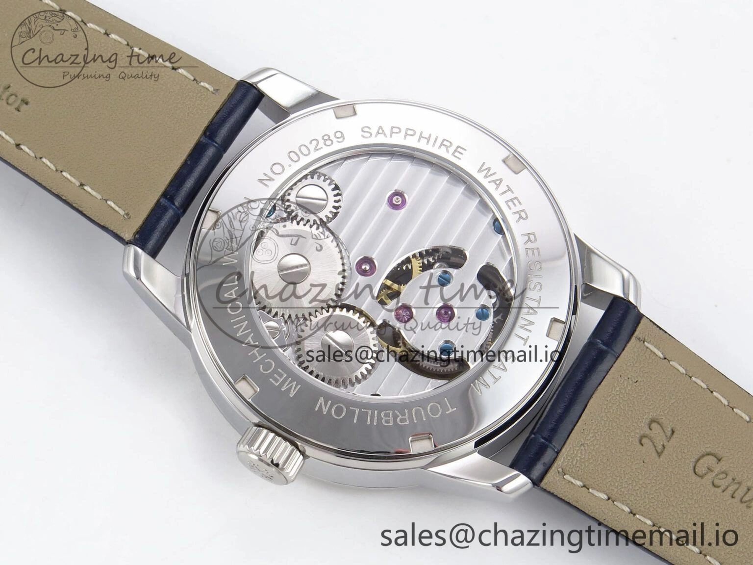 PP Tourbillon SS Texuted Bezel RMSF Edition Black Starry Dial on Blue Leather Strap