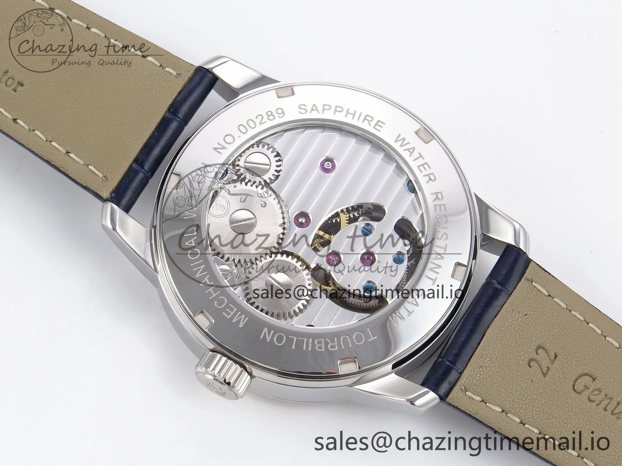 PP Tourbillon SS Texuted Bezel RMSF Edition Black Starry Dial on Blue Leather Strap