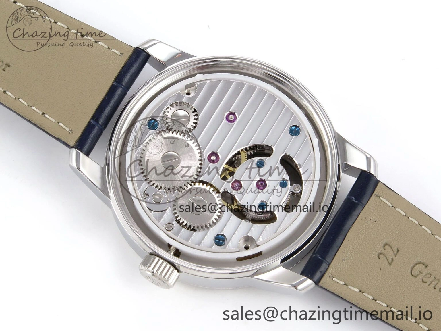PP Tourbillon SS Texuted Bezel RMSF Edition Black Starry Dial on Blue Leather Strap