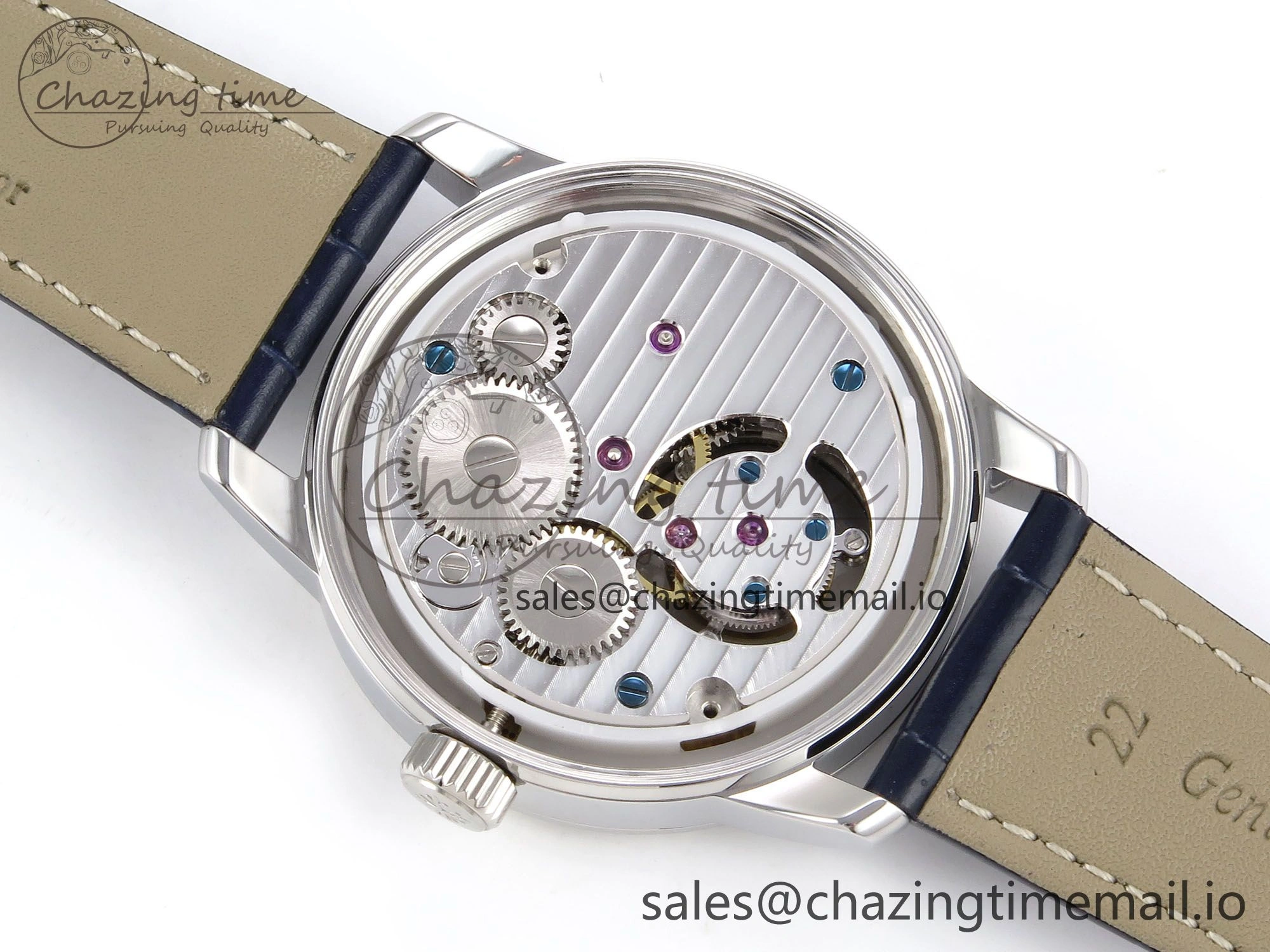 PP Tourbillon SS Texuted Bezel RMSF Edition Black Starry Dial on Blue Leather Strap
