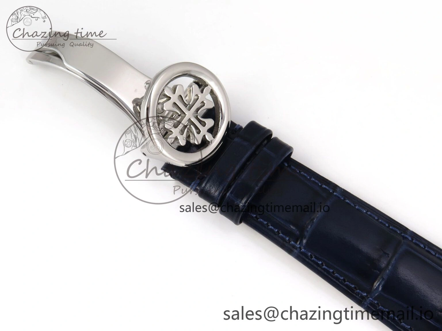 PP Tourbillon SS Texuted Bezel RMSF Edition Black Starry Dial on Blue Leather Strap