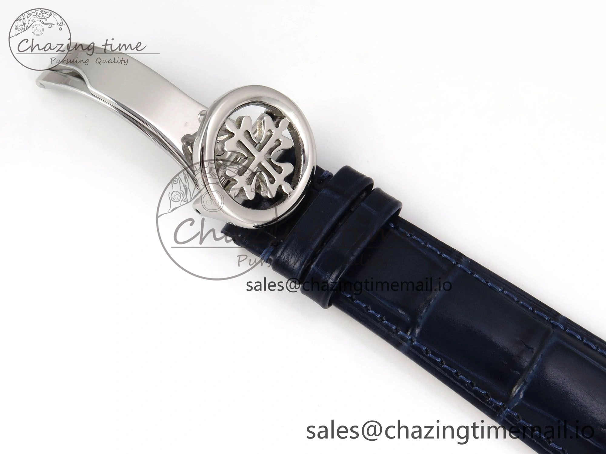 PP Tourbillon SS Texuted Bezel RMSF Edition Black Starry Dial on Blue Leather Strap