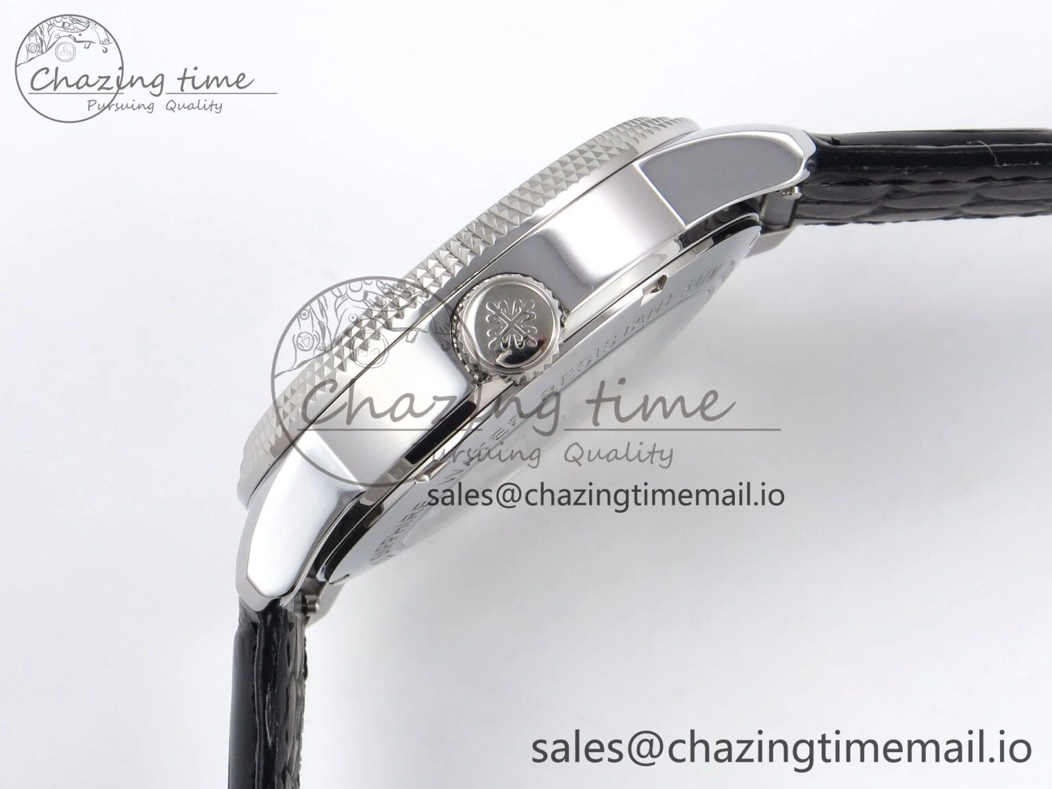 PP Tourbillon SS Texuted Bezel RMSF Edition White Dial on Black Leather Strap