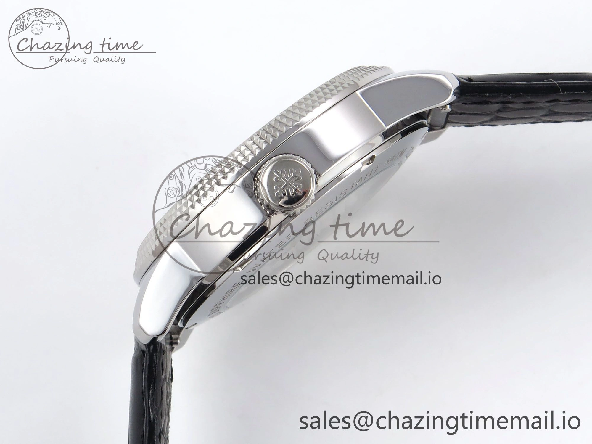 PP Tourbillon SS Texuted Bezel RMSF Edition White Dial on Black Leather Strap