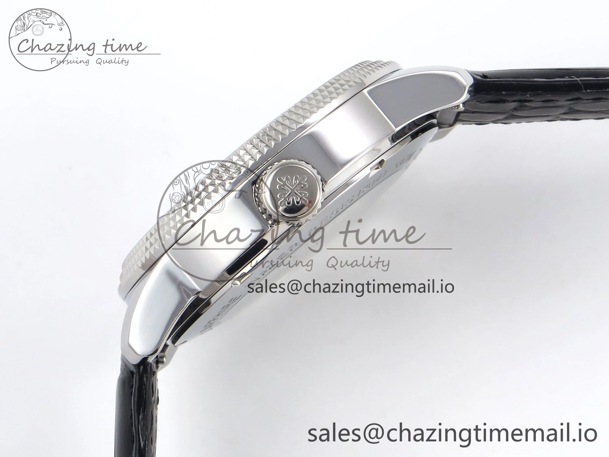 PP Tourbillon SS Texuted Bezel RMSF Edition White Dial on Black Leather Strap