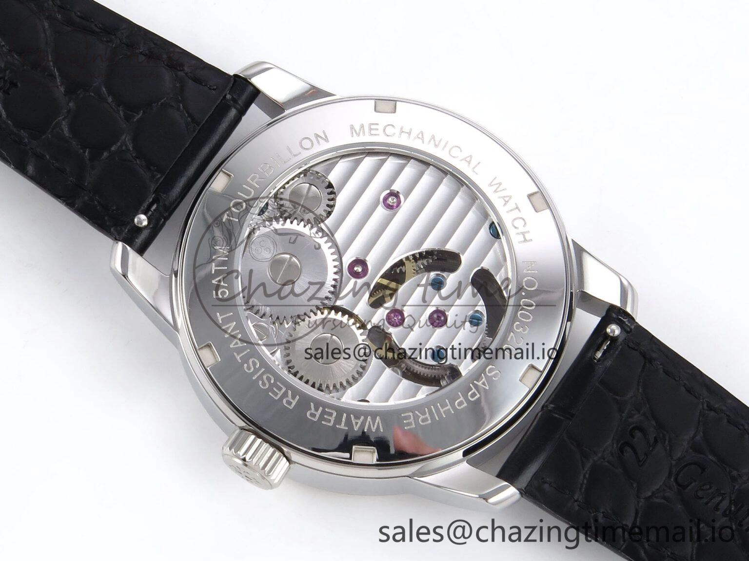 PP Tourbillon SS Texuted Bezel RMSF Edition White Dial on Black Leather Strap