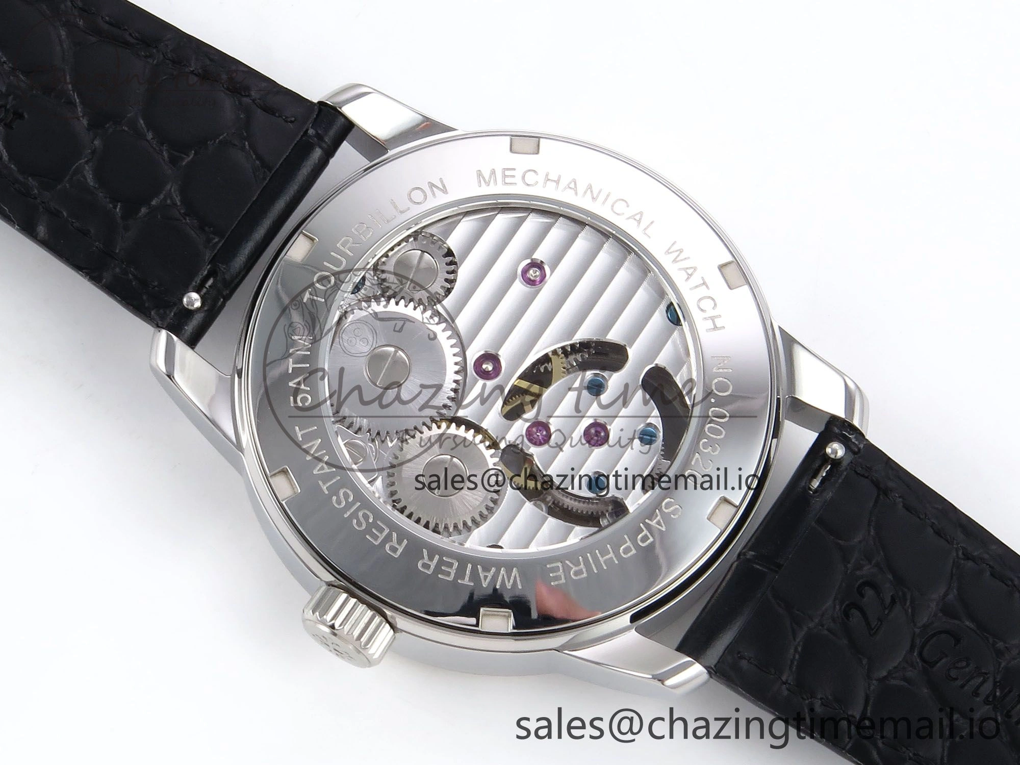 PP Tourbillon SS Texuted Bezel RMSF Edition White Dial on Black Leather Strap