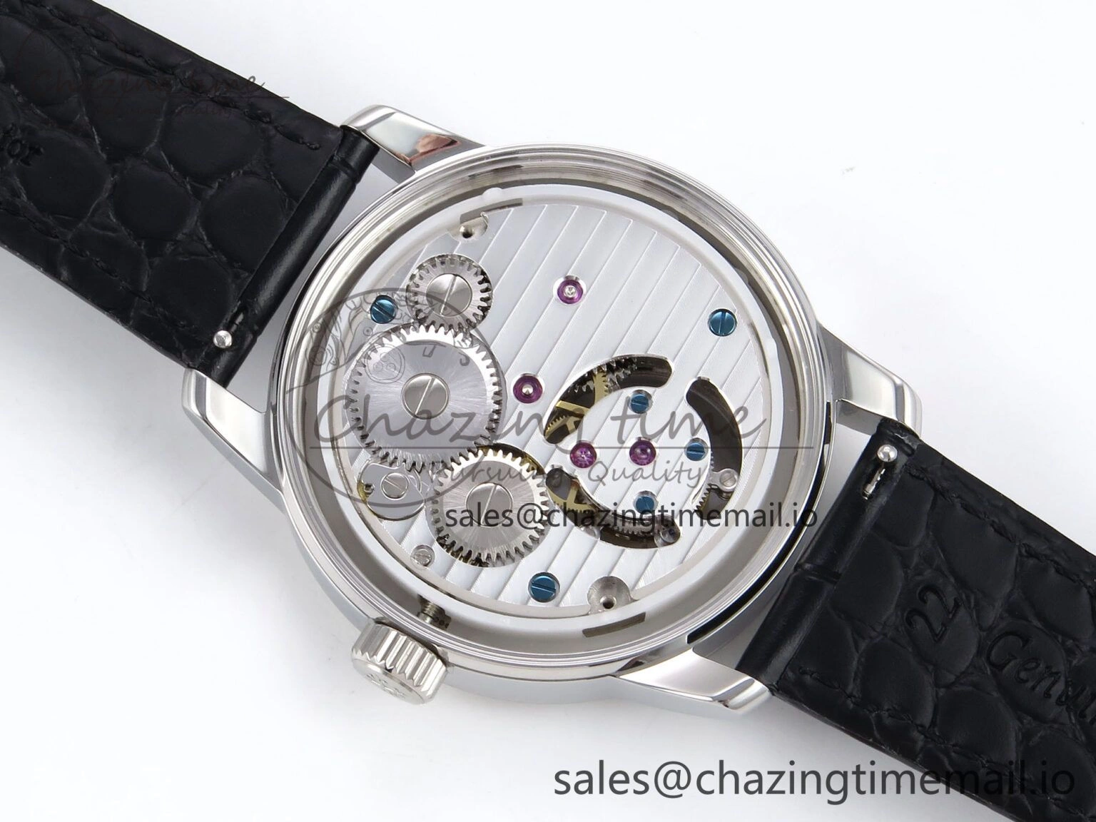 PP Tourbillon SS Texuted Bezel RMSF Edition White Dial on Black Leather Strap