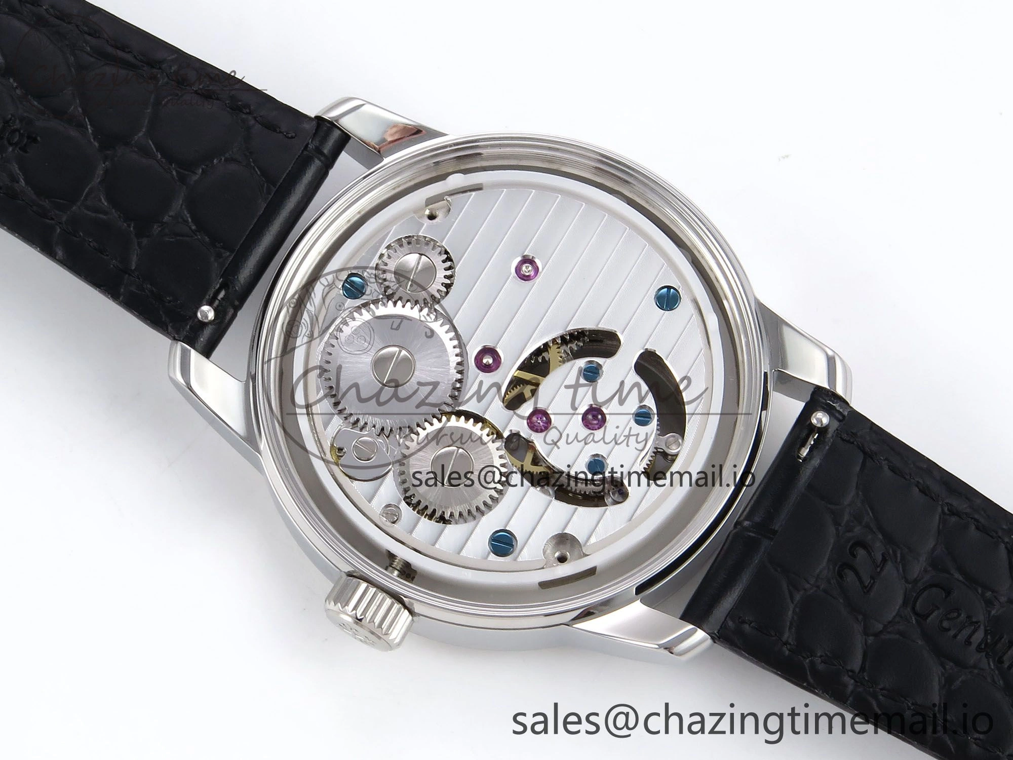 PP Tourbillon SS Texuted Bezel RMSF Edition White Dial on Black Leather Strap