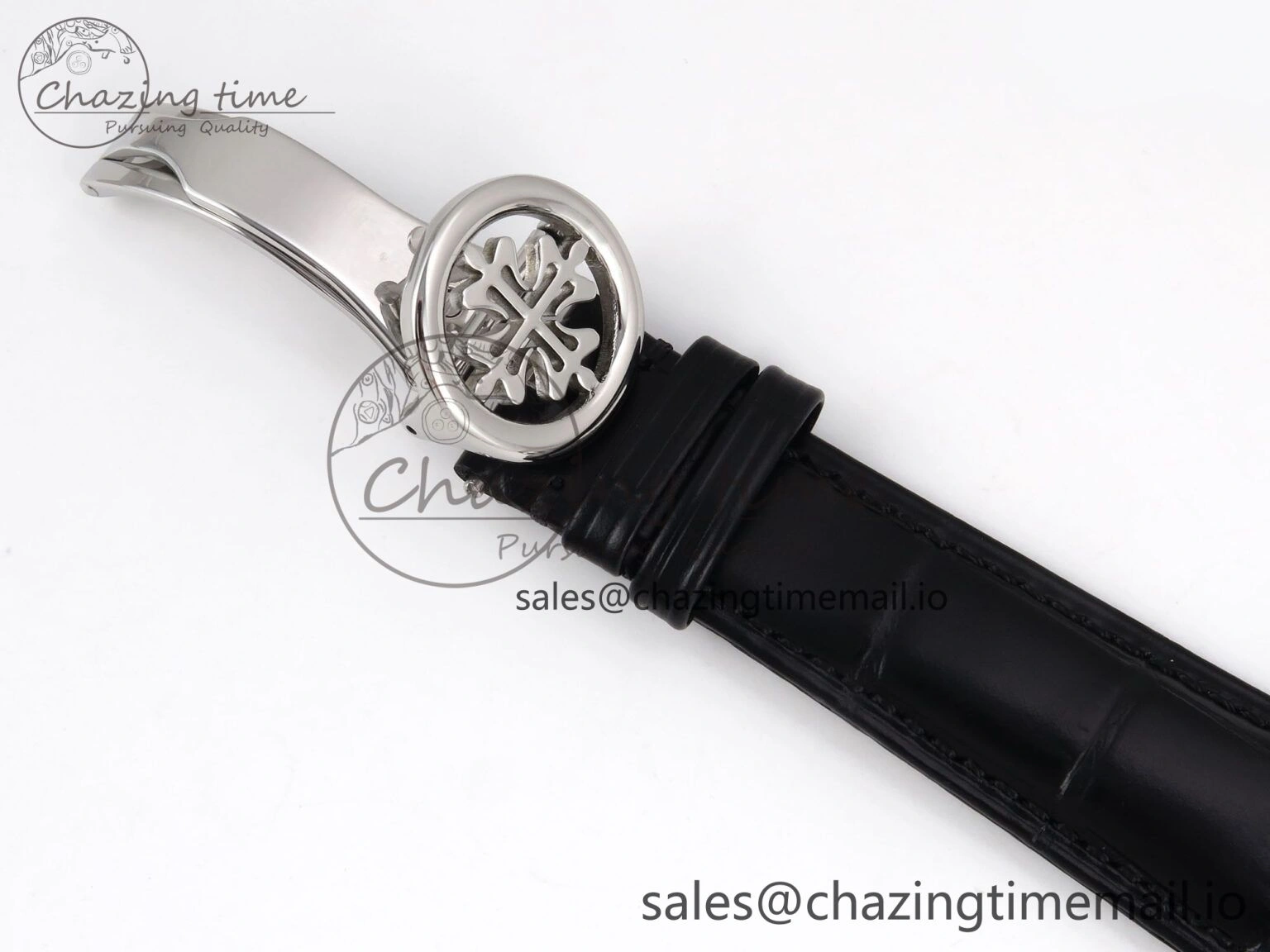 PP Tourbillon SS Texuted Bezel RMSF Edition White Dial on Black Leather Strap