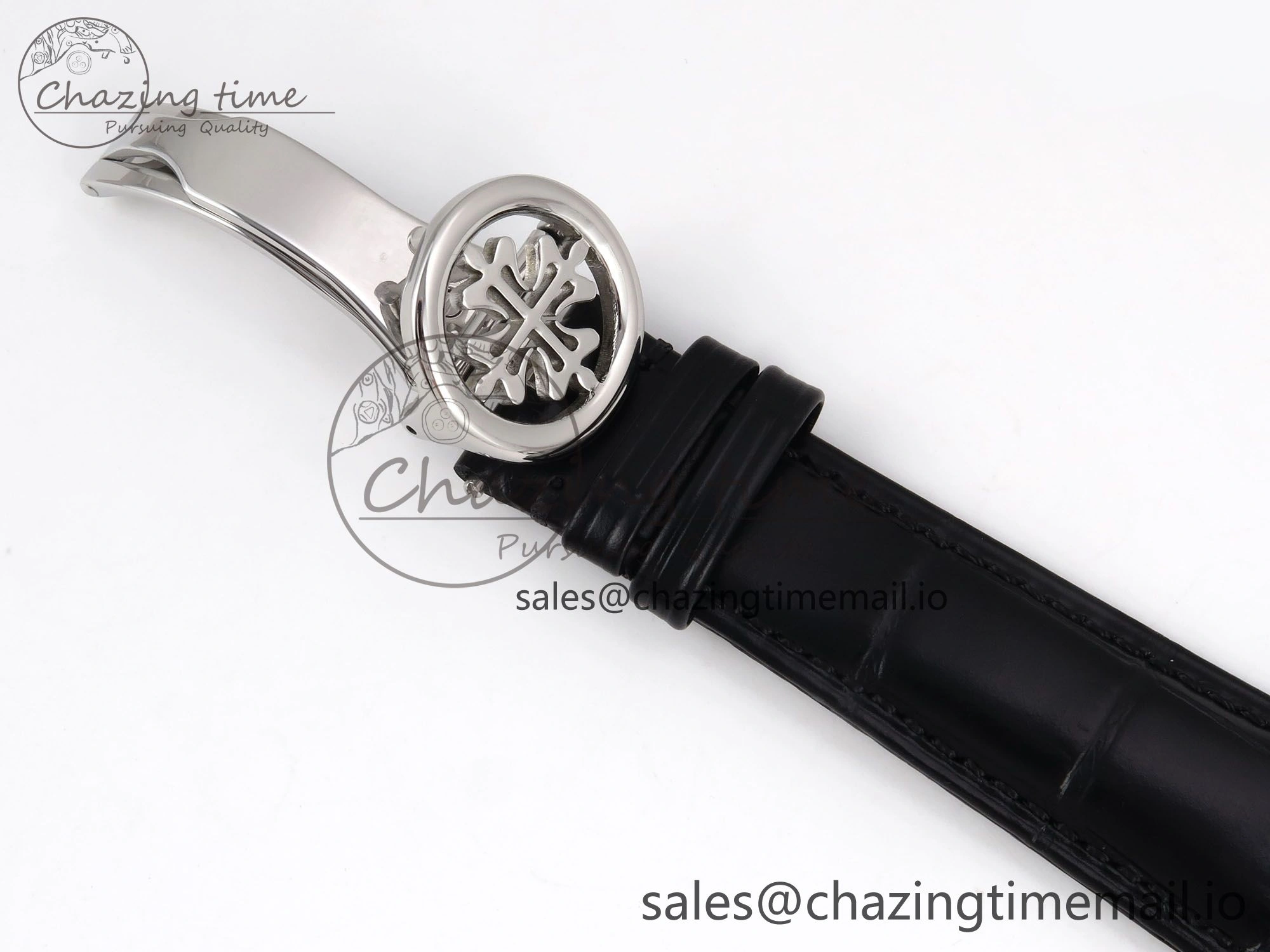 PP Tourbillon SS Texuted Bezel RMSF Edition White Dial on Black Leather Strap