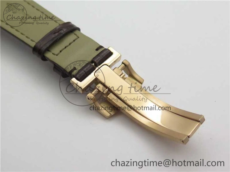 PanoInverse 42mm RG TZF Best Edition Silver Black Dial on Brown Leather Strap A23J
