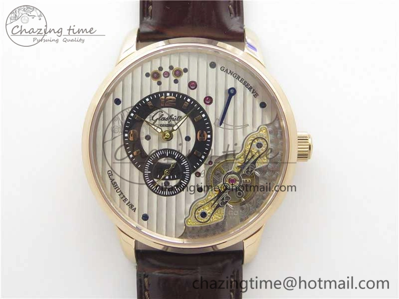 PanoInverse 42mm RG TZF Best Edition Silver Black Dial on Brown Leather Strap A23J