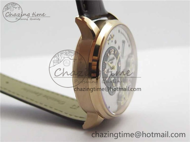 PanoInverse 42mm RG TZF Best Edition Silver Black Dial on Brown Leather Strap A23J
