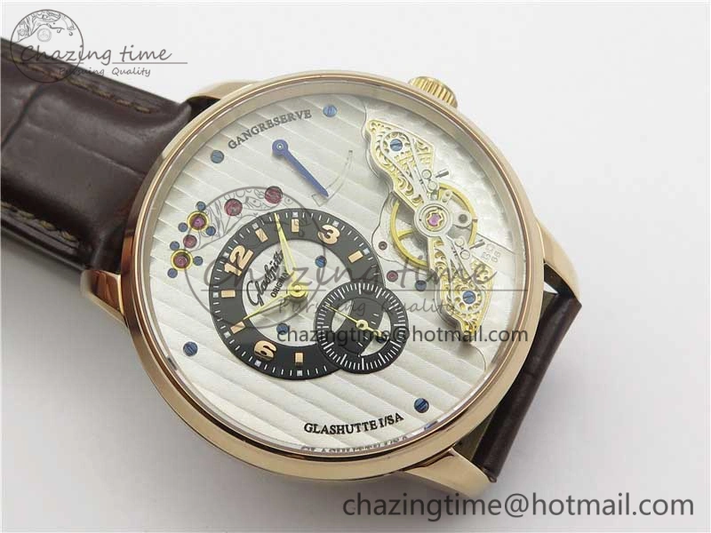 PanoInverse 42mm RG TZF Best Edition Silver Black Dial on Brown Leather Strap A23J