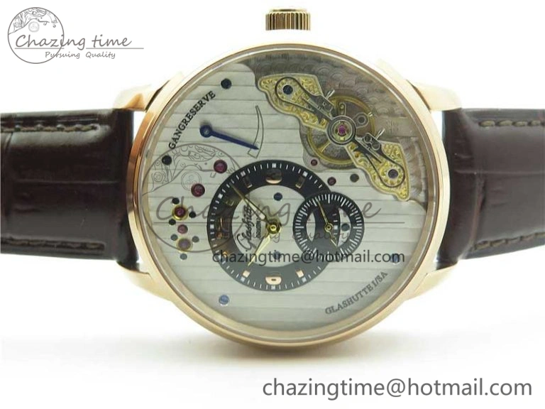 PanoInverse 42mm RG TZF Best Edition Silver Black Dial on Brown Leather Strap A23J