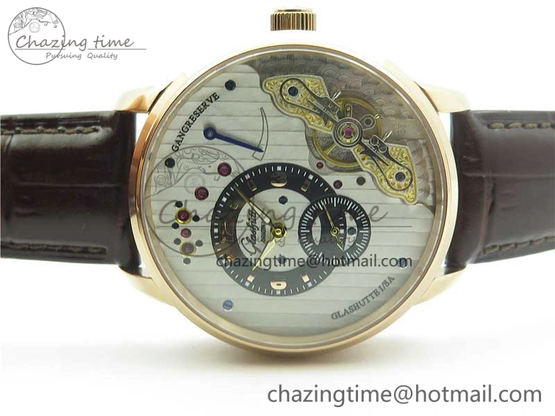 PanoInverse 42mm RG TZF Best Edition Silver Black Dial on Brown Leather Strap A23J