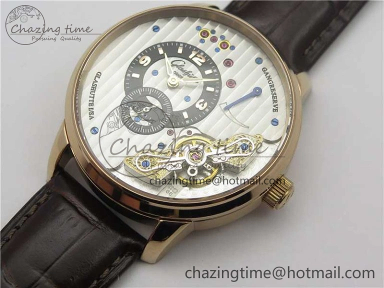 PanoInverse 42mm RG TZF Best Edition Silver Black Dial on Brown Leather Strap A23J