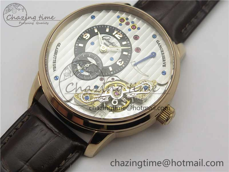 PanoInverse 42mm RG TZF Best Edition Silver Black Dial on Brown Leather Strap A23J