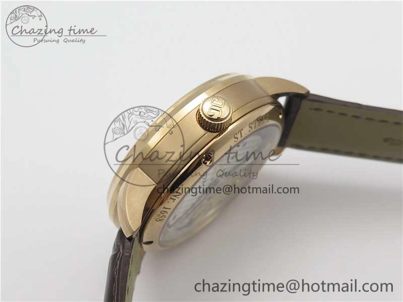 PanoInverse 42mm RG TZF Best Edition Silver Black Dial on Brown Leather Strap A23J