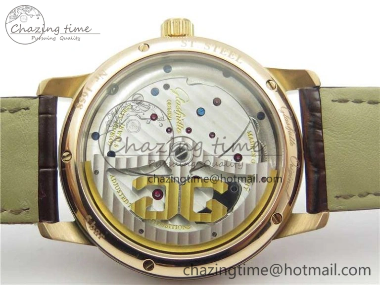 PanoInverse 42mm RG TZF Best Edition Silver Black Dial on Brown Leather Strap A23J