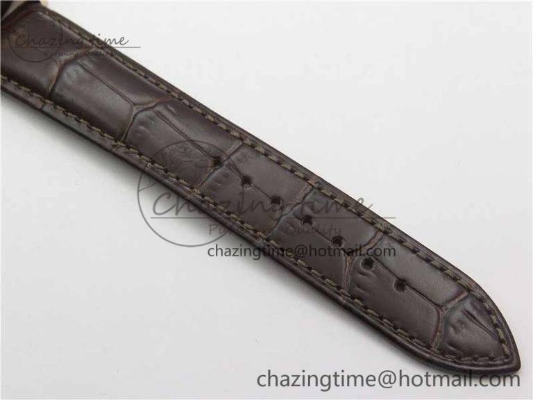 PanoInverse 42mm RG TZF Best Edition Silver Black Dial on Brown Leather Strap A23J